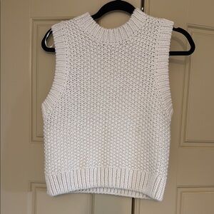 White Knit Sleeveless Sweater